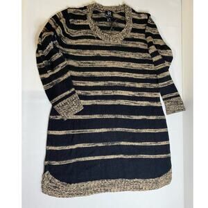 DH Derek Heart Women's Sweater Striped Black/Gray Size 2X